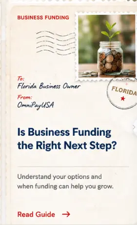 OmniPayUSA postcard for the planned business funding guide