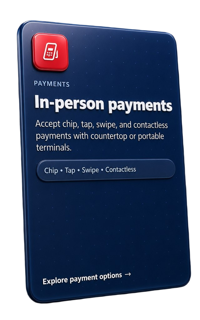 In-person payments card
